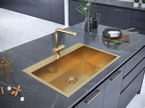 Смеситель для кухни Paulmark DOSSE Do214418-BG на мойку золото - фото 3